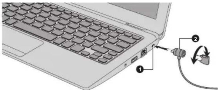 TOSHIBA Radius 11 CL10W-B - Befestigen des Sicherheitsschlosses - 1