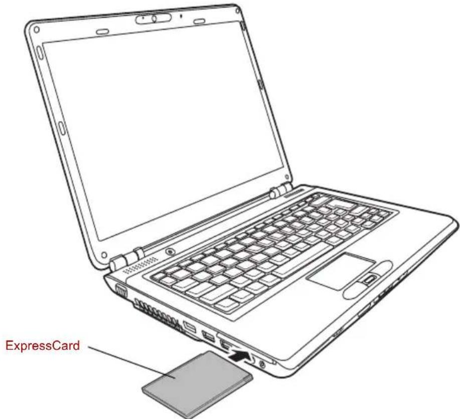 TOSHIBA Equium U400 - Einsetzen von ExpressCards - 1