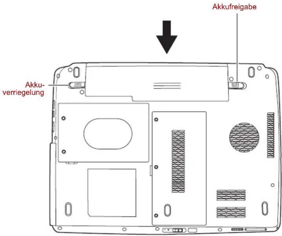 Akkufreigabe Akku- verriegelung