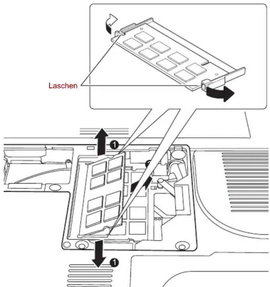 TOSHIBA Equium U300 - Entfernen eines Speichermoduls - 2
