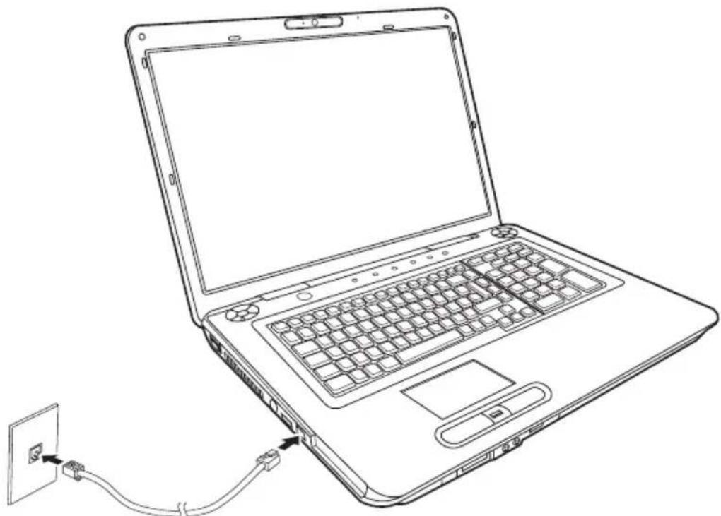 TOSHIBA Equium P300D - Anschließen des LAN-Kabels - 1