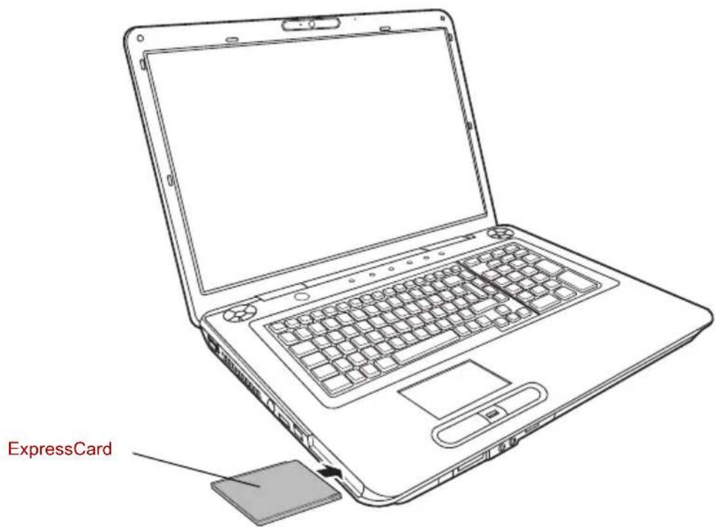 TOSHIBA Equium P300D - Einsetzen von ExpressCards - 1