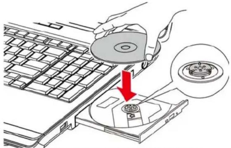 TOSHIBA Equium L350 - Einlegen von Discs - 4