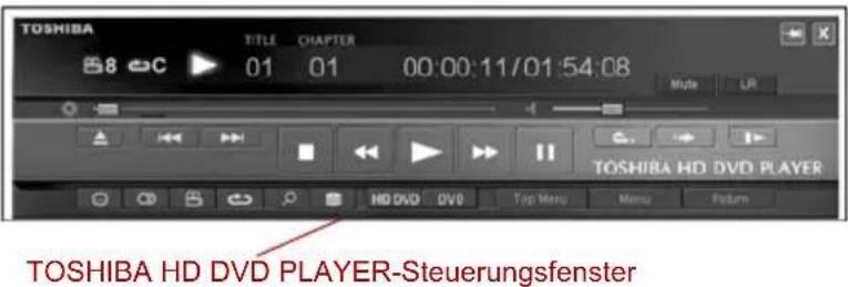 TOSHIBA 8 C 01 01 00:00:11/01:54:08 TITLE CHAPTER Multi LR TOSHIBA HD DVD PLAYER HD DVD DVD Top Menu Menu Return TOSHIBA HD DVD PLAYER-Steuerungsfenster