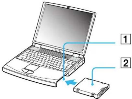 SONY PCG-FX505 - Inserting the floppy disk drive - 1