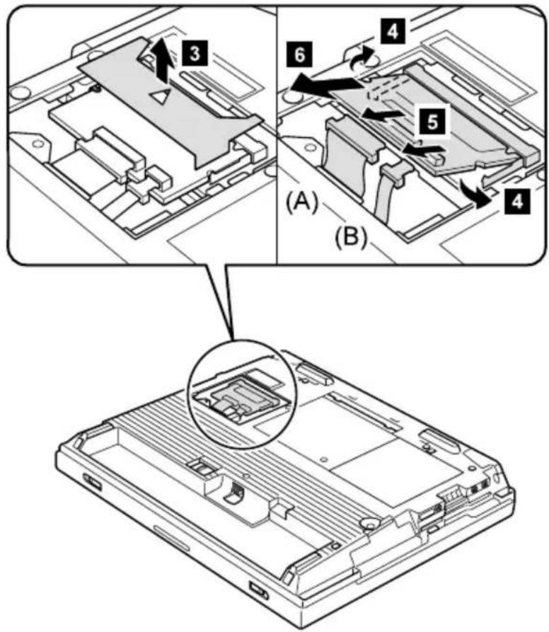 Technical diagram showing a device's internal structure with numbered components, including a close-up of the internal component.