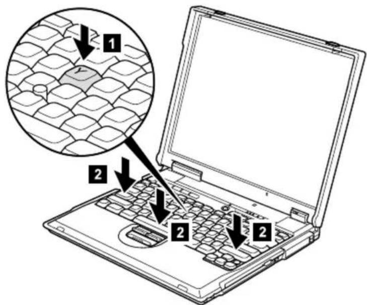 Laptop keyboard diagram with labeled parts and magnified view showing textured surface pattern