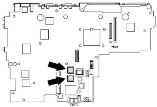 IBM ThinkPad A20 - Thermal rubbers location - 1