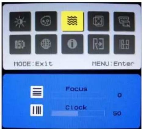 MODE:Exit MENU:Enter Focus 0 Clock 50