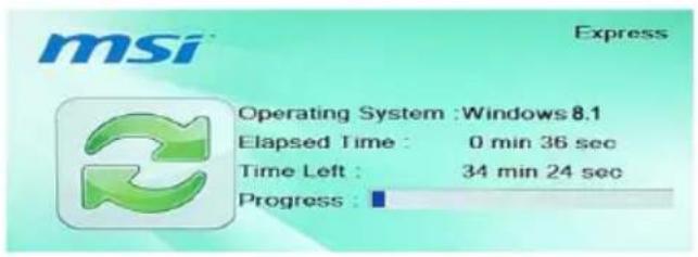 msi Express Operating System : Windows 8.1 Elapsed Time : 0 min 36 sec Time Left : 34 min 24 sec Progress :