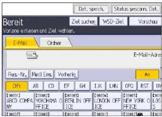 Bereit Vortlage einlagen und Ziel wählen. E-Mail Order E-Mail-Adre Reg.-Nr. Manl. Eins. Vorherig. An Oft AB CD EF GH LJK LMN OPQ RST UK [00001] ABCD COMPANY YOKOHAMA O FFICE [00002] [00003] YOKOHAMA O FFICE [00003] BERLIN OFF ICE [00004] LONDON OFF ICE [00005] NEW YORK O FFICE [00012] S [00013] [00014] [00015] [00016] [00017] [00018] [00019] [00020] [00021] [00022] [00023] [00024] [00025] [00026] [00027] [00028] [00029] [00030] [00031] [00032] [00033] [00034] [00035] [00036] [00037] [00038] [00039] [00040] [00041] [00042] [00043] [00044] [00045] [00046] [00047] [00048] [00049] [00050] [00051] [00052] [00053] [00054] [00055] [00056] [00057] [00058] [00059] [00060] [00061] [00062] [00063] [00064] [00065] [00066] [00067] [00068] [00069] [0007 ] [
