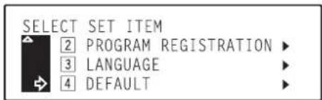 Océ OP30C - Use the ▲ cursor or the ▼ cursor key to select "4 Default". - 2