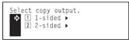 Océ OP30C - Use the ▲ cursor or the ▼ cursor key to select the type of finished copies you want to make. - 1