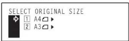 Océ OP30C - Specify the size of the original being copied. - 2