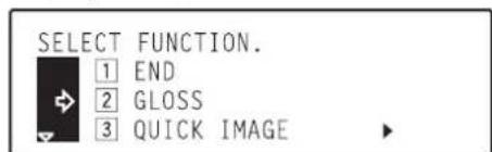Océ OP30C - Use the ▲ cursor or the ▼ cursor key to select "|2| Gloss" and then press the Enter key. - 2