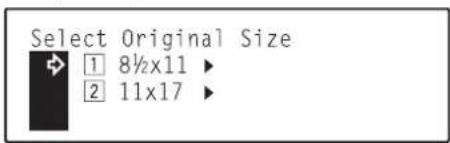 Océ OP30C - Specify the size of the original being copied. - 1