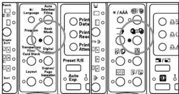 Océ OP30C - Press the Book Mode key to light the corresponding indicator. - 1