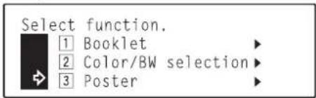 Océ OP30C - Use the ▲ cursor or the ▼ cursor key to select "3 Poster" and then press the Enter key. The "Select input mode" screen will appear. - 1