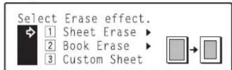 Océ OP30C - Use the ▲ cursor or the ▼ cursor key to select the border erase mode that you want to use. - 1
