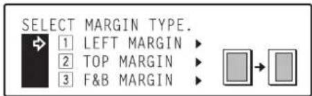 Océ OP30C - Use the ▲ cursor or the ▼ cursor key to select where you want the margin to be created. - 2