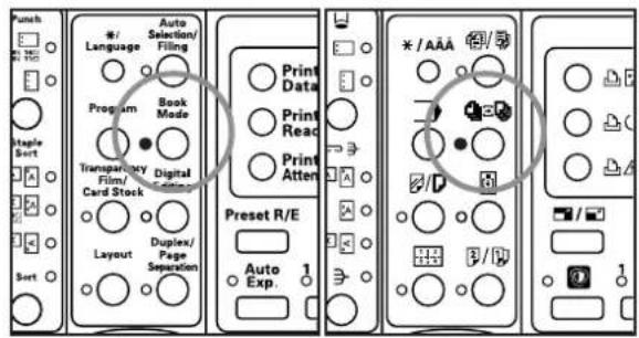 Océ OP30C - Press the Book Mode key to light the corresponding indicator. - 1