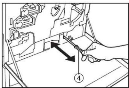 Océ OP30C - Grasp the green cleaning shaft (shown as ④ in the illustration), pull it out slowly as far as it will go and then push it back in all the way. Repeat this step 5 to 7 times. - 1