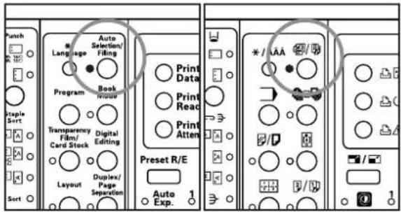 Océ OP30C - Press the Auto Selection/Filing key to light the corresponding indicator. - 1