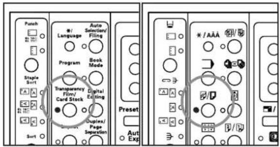 Océ OP30C - Press the Transparency Film / Card Stock key to light the corresponding indicator. - 1