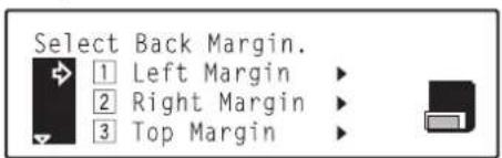 Océ OP30C - Use the ▲ cursor or the ▼ cursor key to where on the back side of the copies you want the margin to be created. - 1