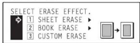 Océ OP30C - Use the ▲ cursor or the ▼ cursor key to select the border erase mode that you want to use. - 2