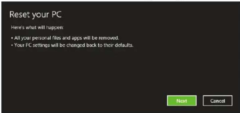 ACER Aspire M5-581 - Das Fenster PC zurücksetzen wird angezeigt. - 1