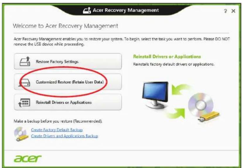 ACER Aspire M5-581 - Benutzerdefinierte Wiederherstellung mit Acer Recovery Management - 1