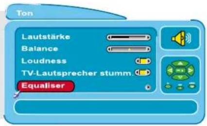 Ton Lautstärke Balance Loudness TV-Lautsprecher stumm Equaliser