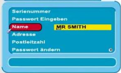 Serienummer Password Eingeben Name MR SMITH Adresse Postleitzahl Password ändern
