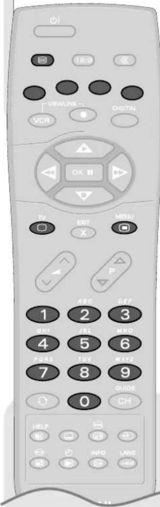 VIEWLINK VCR DIGITAL OK TV EXIT X MENU P 1 ABC DEF 2 3 4 JEL MNO 5 6 7 TOY MAPZ 8 9 GUIDE 0 CH HELP INFO LANG HAPP HAPP HAPP HAPP