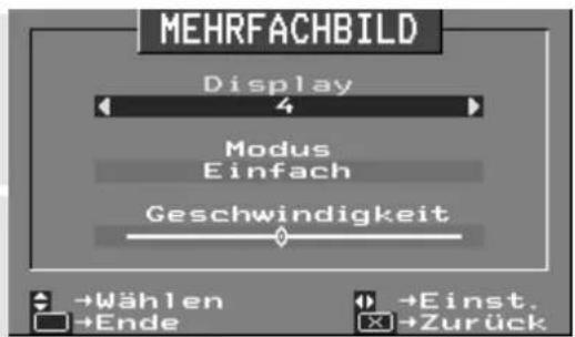 MEHRFACHBILD Display Modus Einfach Geschwindigkeit →Wählen →Ende →Einst. →Zurück