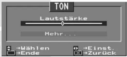 TON Lautstärke Mehr... →Wählen →Einst. →Ende →Zurück