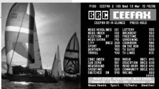 P100 CEEFAX 2 100 Wed 15 Mar 15:49/06 BBC CEEFAX CEEFAX AT-A-GLANCE PRESS HOLD NEWS HEADLINES 101 LOTTERY 555 NEWS INDEX 102 BACKBEEF 553 ELECTION 97 120 FREETIME 570 NEWS EXTRA 140 GARDENING 573 CITY BBC 200 COOKBOOK 588 SPORT 300 ON THE BON 550 WEATHER 160 TO GUIDE 600 TRAVEL 430 TV LINKS 615 CBC INDEX 500 RADIO BBCI 640 SUB ZERO 501 EDUCATION BBC2 630 HEDDROONG 310 RED HEAR BBC2 640 SHORTING 520 COMMUNITY BBC2 630 SWITCHEN ON 540 RACING 660 NEWS EXTRA NEWS EXTRA NEWS EXTRA News Heads Sport TV/Radio Weather