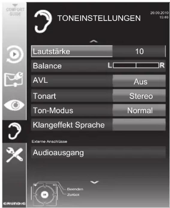 GRUNDIG 32 VLE 8220 BF - Toneinstellungen - 1