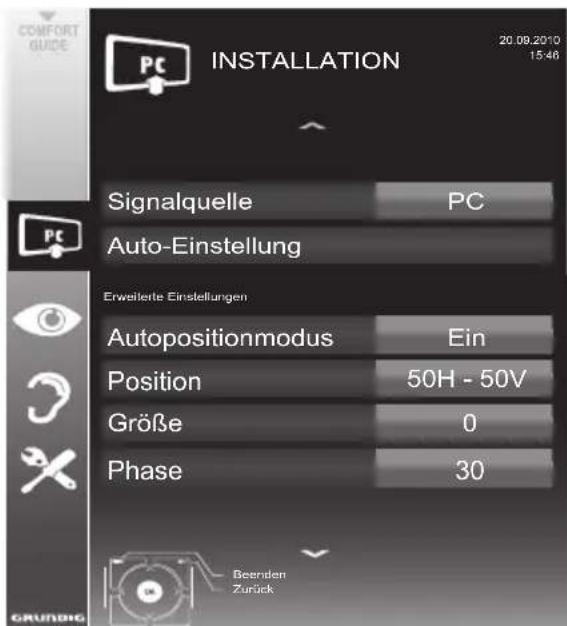 GRUNDIG 32 VLE 8220 BF - Einstellungen zum PC-Betrieb - 1