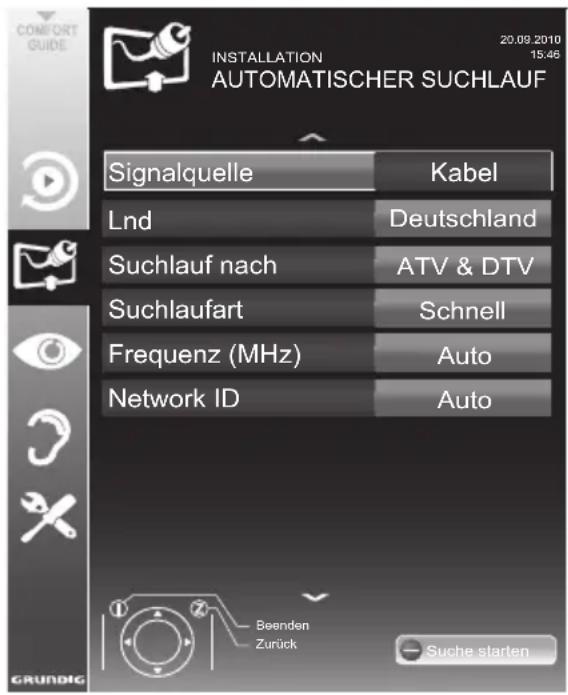 GRUNDIG 32 VLE 7160 C - Digitalen Fernseh-Programme vom Kabelbetreiber automatisch suchen - 1