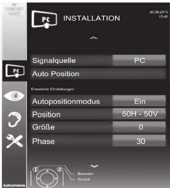 GRUNDIG 32 VLE 7160 C - Einstellungen zum PC-Betrieb - 1