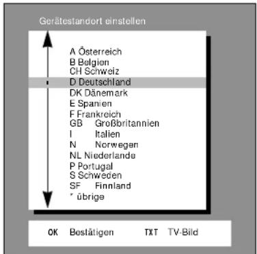 GRUNDIG M 84 211 8 IDTV - Gerätestandort (Land) einstellen - 1
