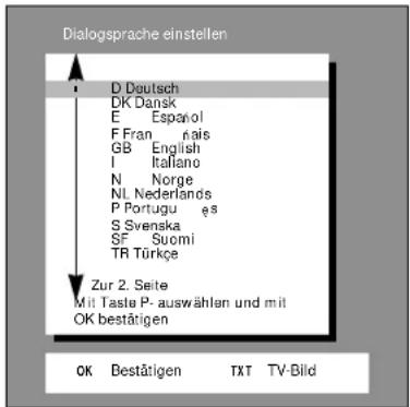 GRUNDIG M 84 211 8 IDTV - Dialogsprache einstellen - 1