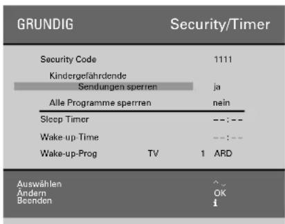 GRUNDIG M 82 1690 9 TOP LOG - Security/Timer-Funktionen - 6