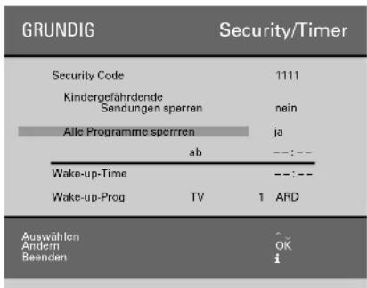 GRUNDIG M 82 1690 9 TOP LOG - Security/Timer-Funktionen - 11