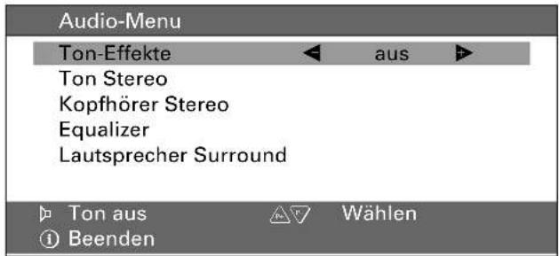 GRUNDIG M 82 169 PALPLUS - Audio-Menü aufrufen - 1