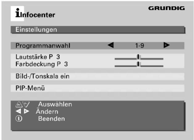GRUNDIG M 72 105 IDTV - Menü »Einstellungen« aufrufen - 1