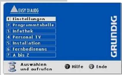GRUNDIG Leemaxx 55 M55 4210 DOLBY - Das Menü »Easy Dialog« - 1