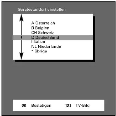 GRUNDIG Elegance m72 270 idtv log - Gerätestandort (Land) einstellen - 1